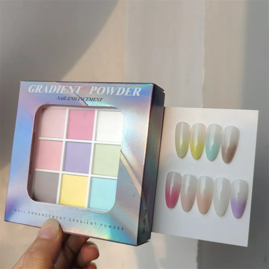 9-Color Chrome Nail Powder | Shimmer Glitter Gradient Manicure Nail Glitter Powder QXL