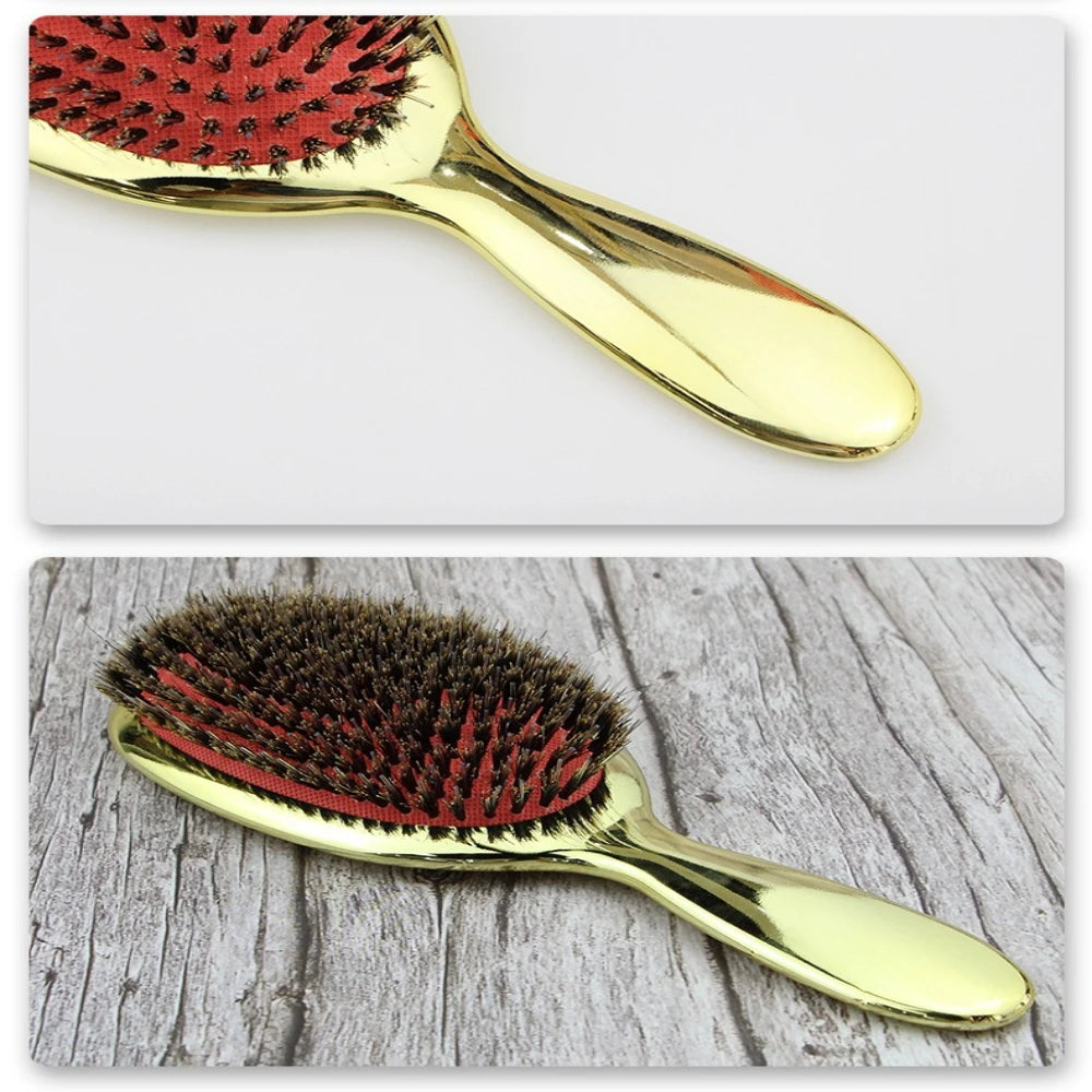 Boar Bristle Paddle Hair Brush | Anti-Static Scalp Massage Comb Paddle Hair Brush QXL