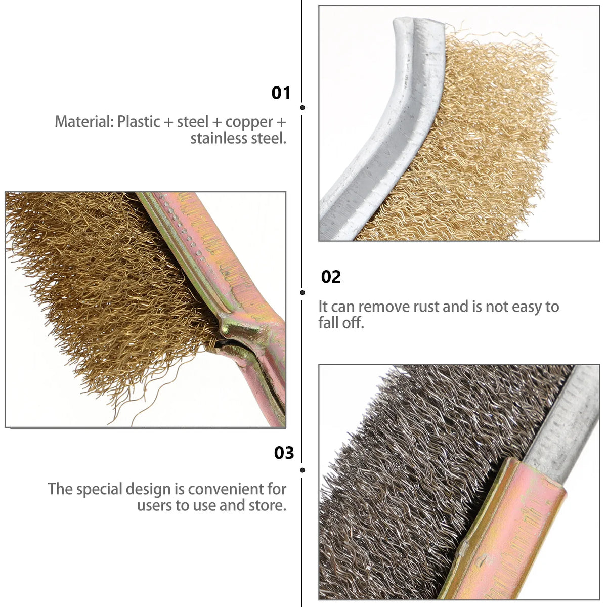Wire Brush Brass & Stainless Steel | Rust Removal & Cleaning Wire Cleaning Brush QXL