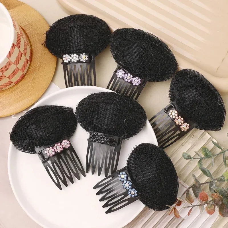 Rhinestone Hair Pad Sponge Clip | Volume Bun Bump for Women Hair Volume Clip QXL