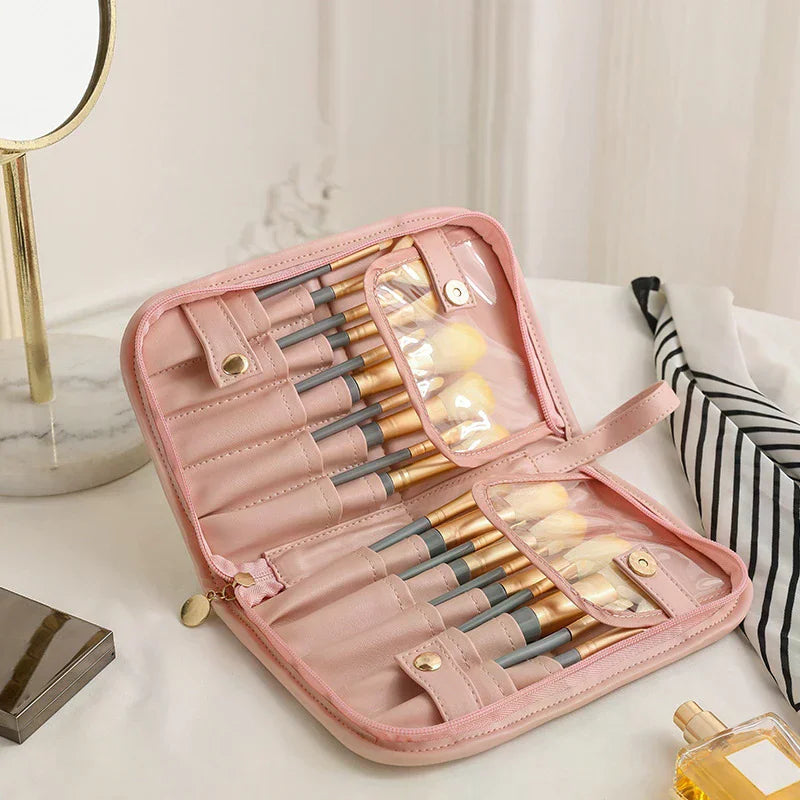 Waterproof Travel Makeup Brush Holder Bag | Stand-Up Foldable Makeup Brush Holder QXL