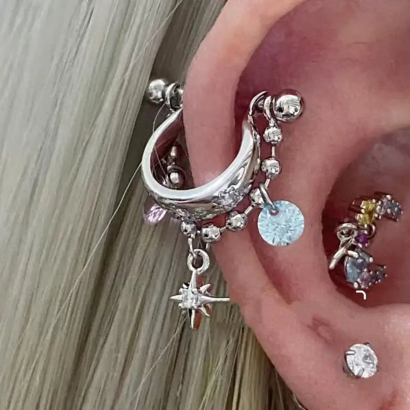 Shiny Zircon Cross Stud Earrings | Fashion Body Piercing Cross Stud Earrings QXL