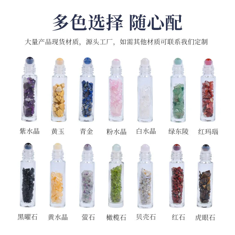 10ml Glass Roller Bottle | Pink Gemstone Rollerball Essential Oil Essential Oil Roller Bottle QXL