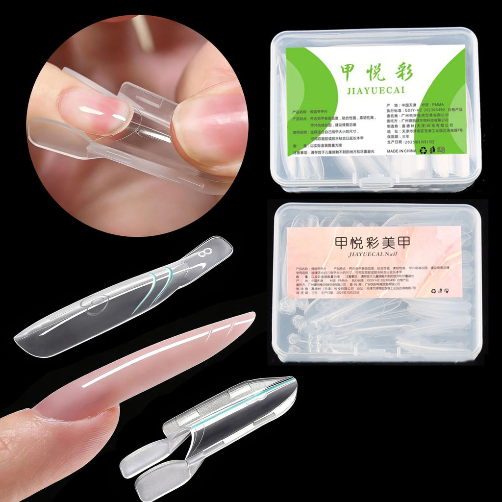 30-Pack Clear Rocket Dual Nail Forms | Reusable Full Cover Molds Dual Nail Forms QXL