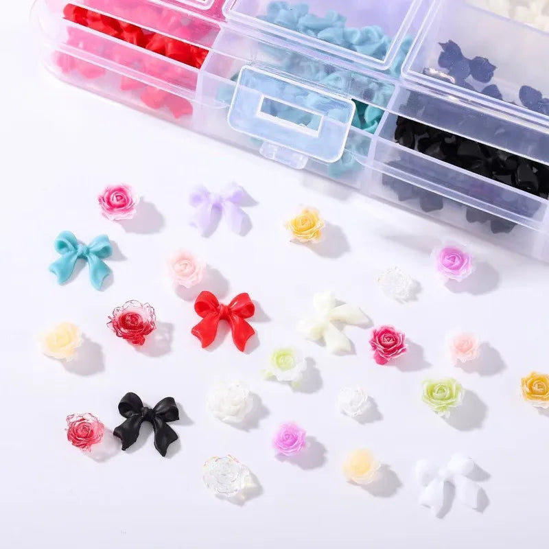 24-Pc 3D Acrylic Rose & Camellia Nail Art Charms | DIY Set Nail Art Charms QXL