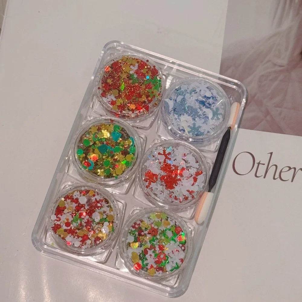 6-Piece Glitter Gel Set | Face Body Nail Hair Festival Sequins Body Glitter Gel Set QXL