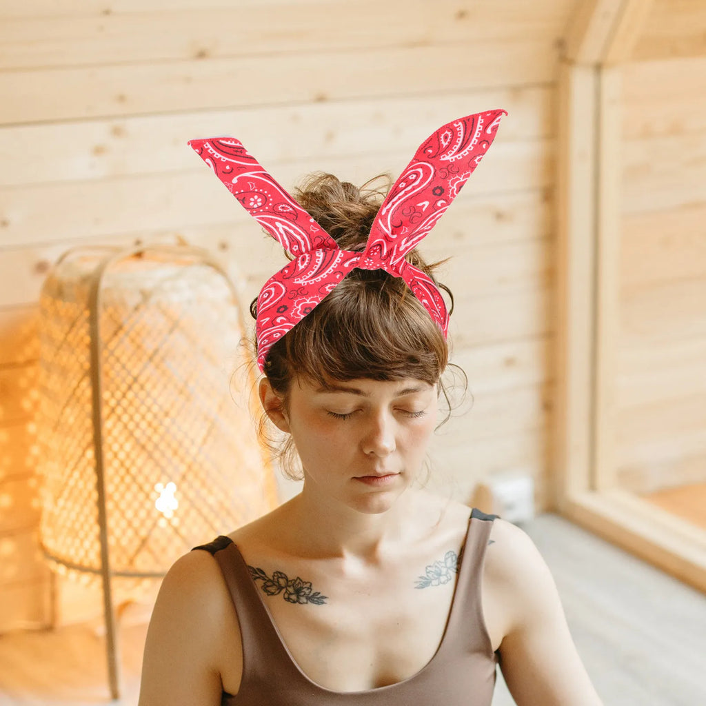 5-Pack Paisley Wire Headbands | Bunny Ear Twisted Bow Hairbands Wire Headband Set QXL