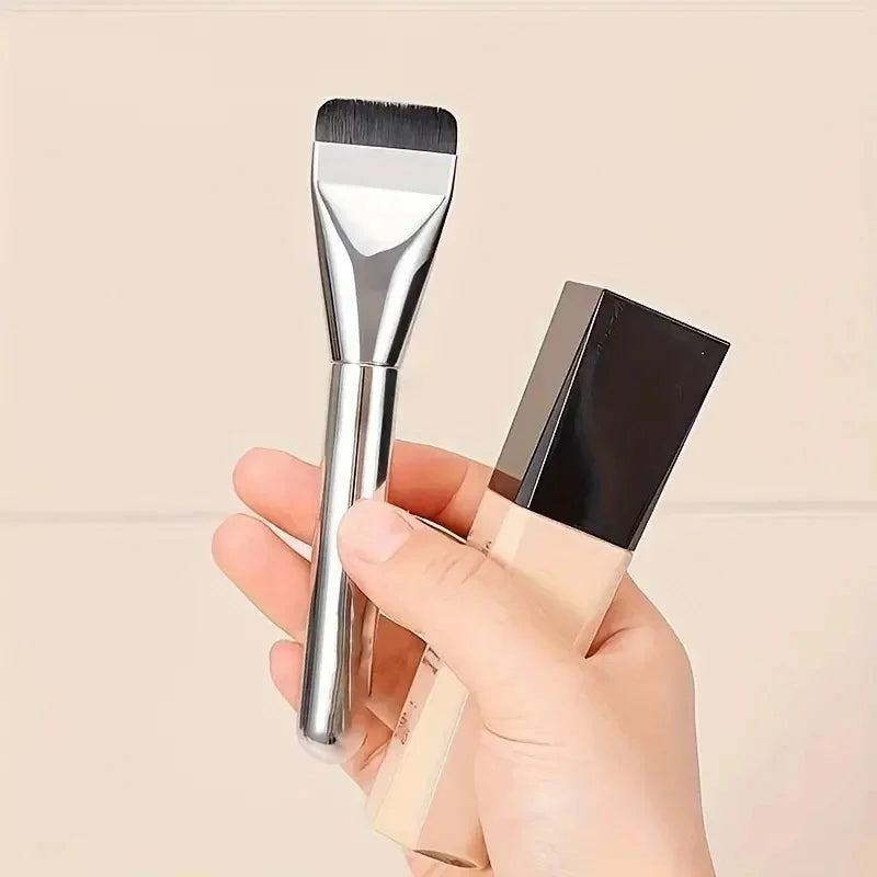 Foundation Brush & Steel Mixing Palette Set – 2 Pcs Makeup Brush & Palette Set QXL