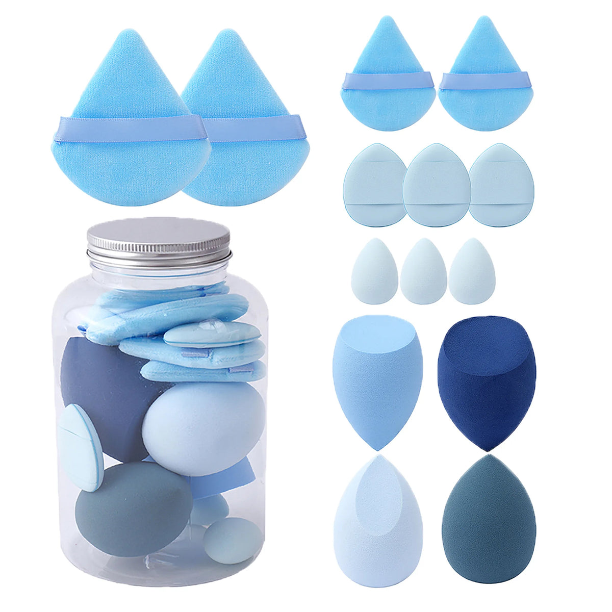 14-Piece Makeup Sponge Set | Foundation Blender & Powder Puff Makeup Sponge Set QXL
