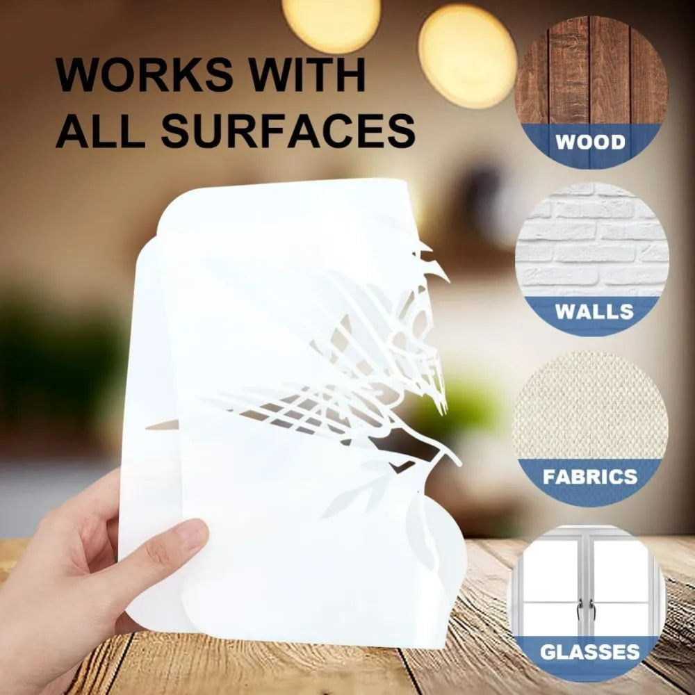 4-Pack A4 Abstract Face Art Stencils with Brush | Reusable PET Art Stencil Set QXL