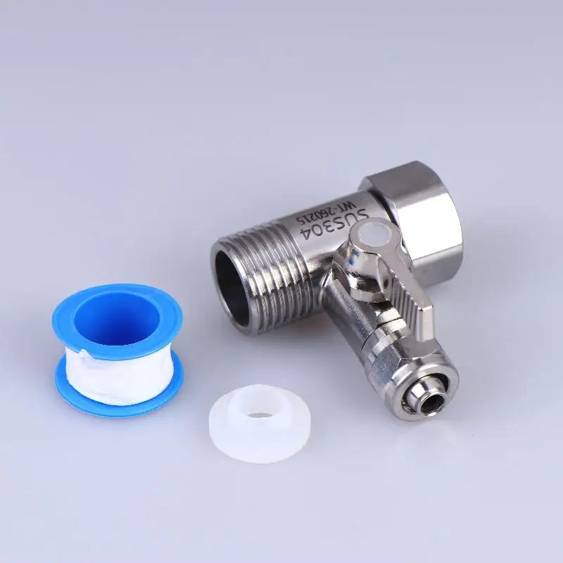 RO Feed Water Adapter 1/2 to 1/4 & 3/8" with Shut-Off Valve Water Filter Adapter QXL