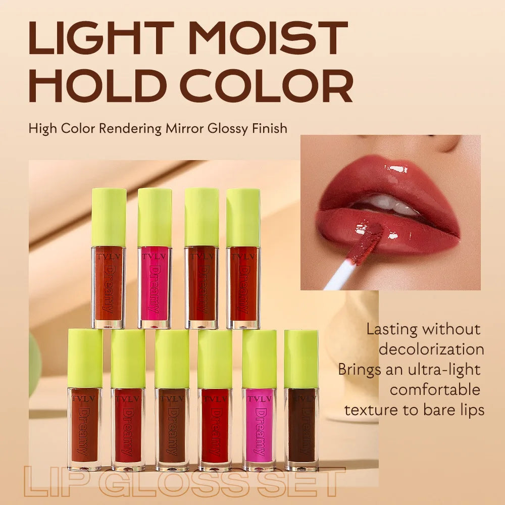 TVLV 10-Color Matte Lip Gloss Set | Long-Lasting Lip Tint Kit Lip Gloss Set QXL