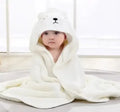 Hooded Baby Bathrobe Towel | Coral Fleece Swaddle 0–36 Months Baby Hooded Bath Towel QXL B324-WHITE