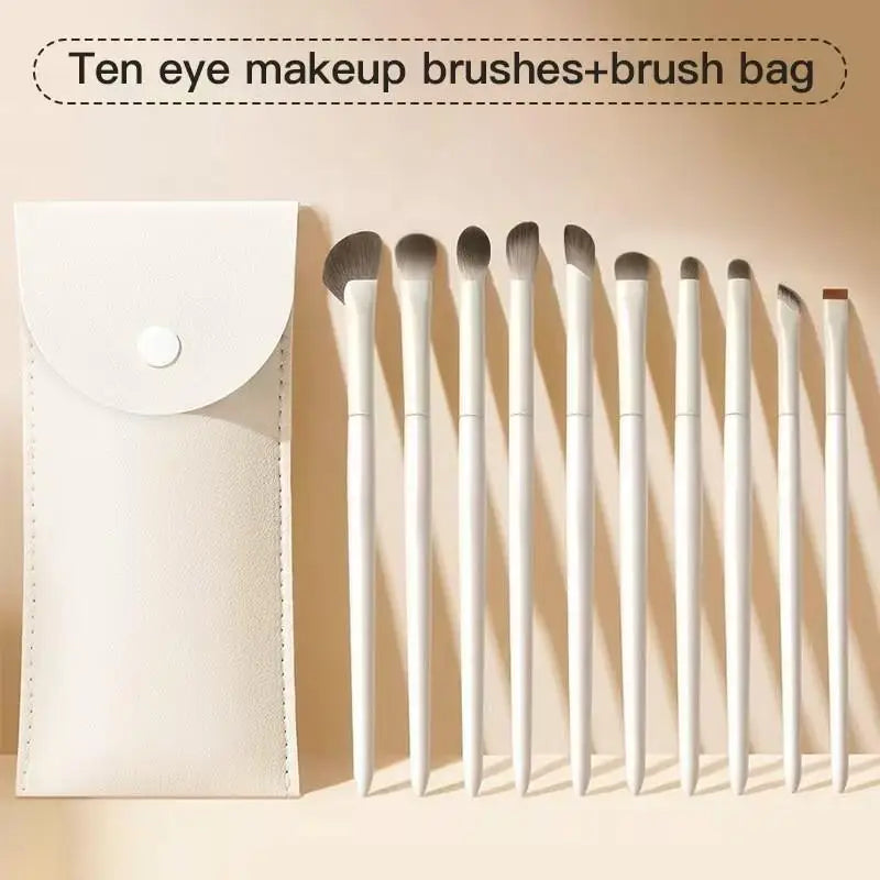 10-Pc Ultra-Soft Eye Makeup Brush Set with Storage Bag Eye Makeup Brush Set QXL