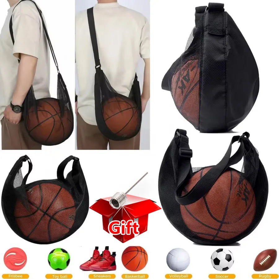 Mesh Ball Bag with Zipper & Crossbody Strap | Size 7 Sports Sports Ball Bag QXL