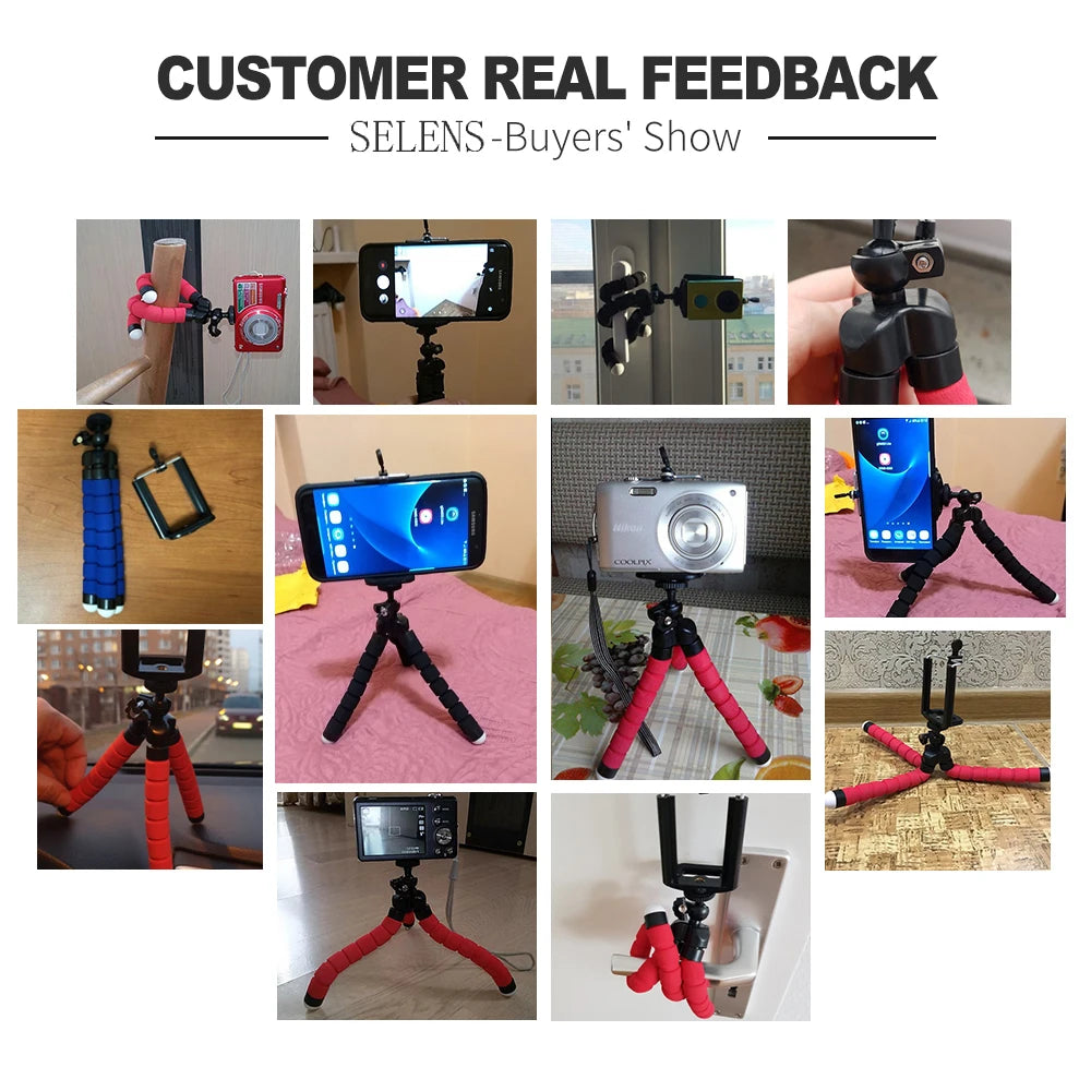 Flexible Octopus Tripod Phone Stand with Clip | Mini Travel Flexible Phone Tripod QXL