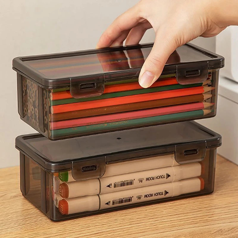 Transparent Stackable Pencil Case Box | Large Capacity Storage Pencil Storage Box QXL