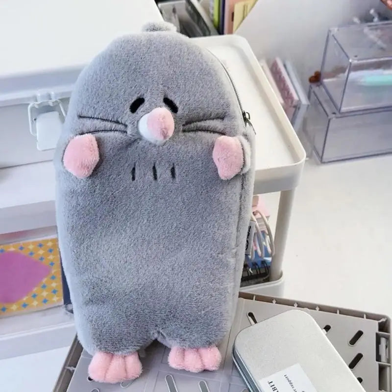 Cute Mole Plush Pencil Case | Large Capacity Student Organizer Plush Pencil Case QXL