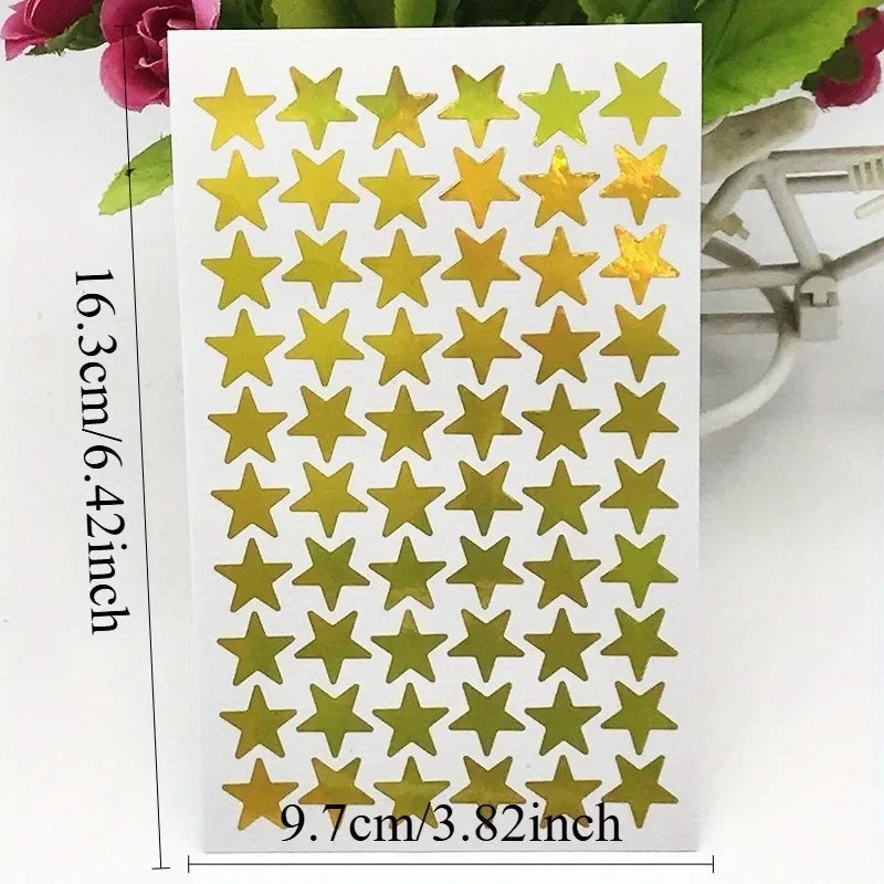 5-Pack Golden Star Laser Stickers for DIY Crafts & Journals Decorative Craft Stickers QXL