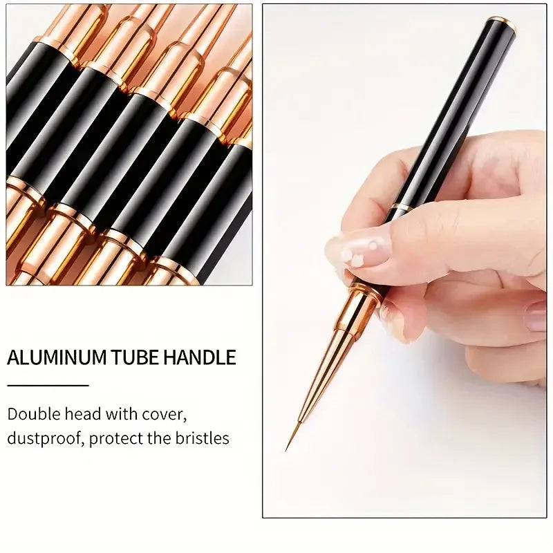5-Pc Double-Ended Nail Art Brush Set | Liner & Detail Nail Art Brush Set QXL