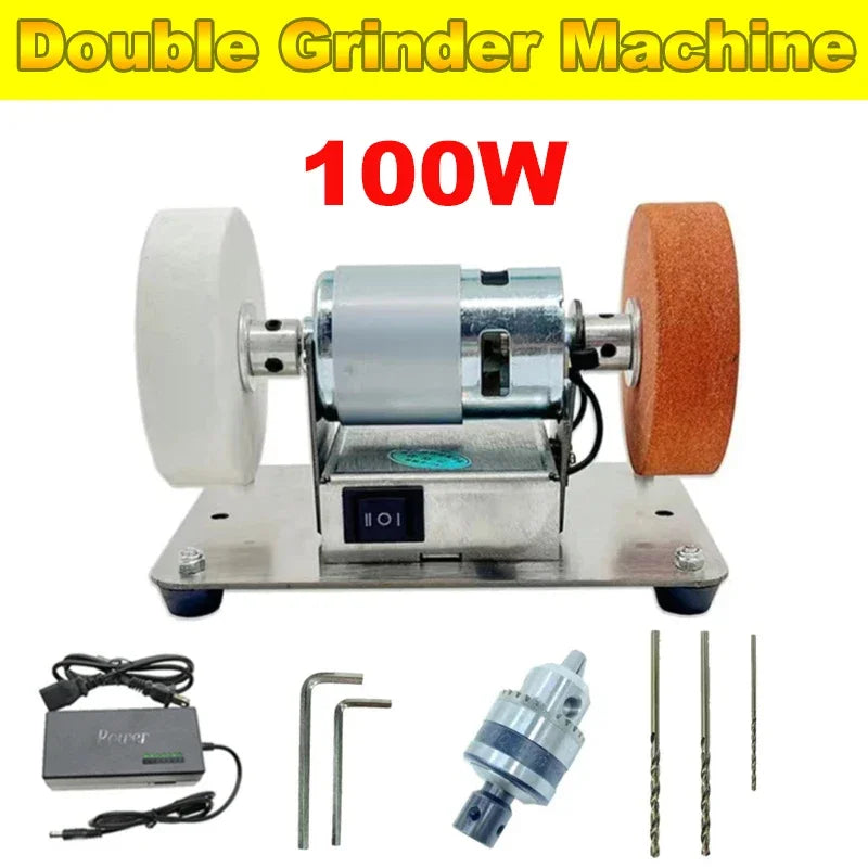 100W Desktop Double Grinding Wheel Machine | Coarse & Fine Bench Grinder QXL