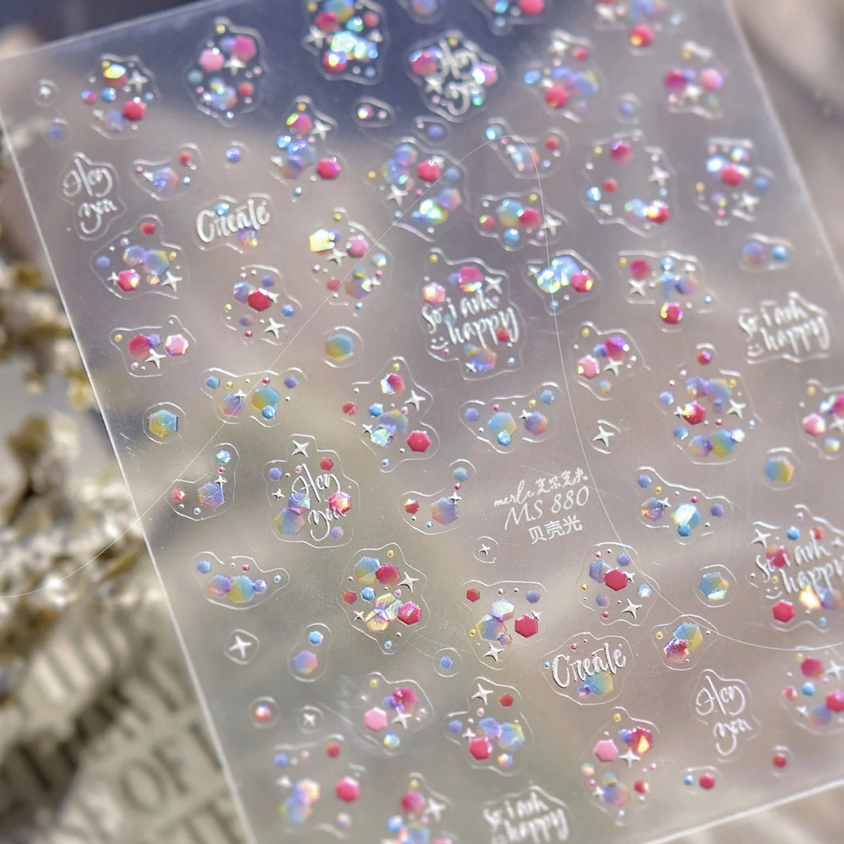 5D Holographic Nail Stickers – Bubble Star Self-Adhesive Decals Nail Art Stickers QXL