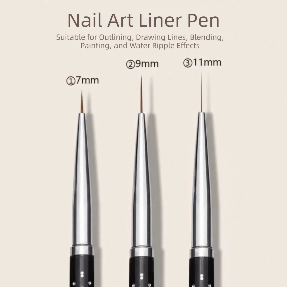 Eelhoe Nail Art Liner Brush – Metal Handle 7mm/9mm/11mm Nail Art Liner Brush QXL