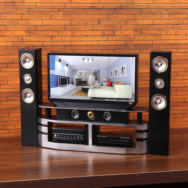 1:12 Scale Dollhouse Mini TV Set | Living Room Decor Dollhouse Miniature QXL