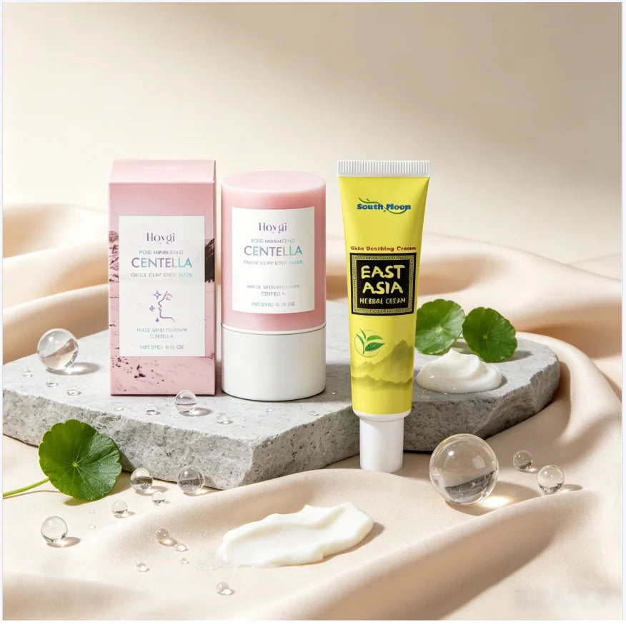 Centella Mud Mask & Herbal Healing Cream Set | Face Detox Kit Face Mask & Cream Set QXL