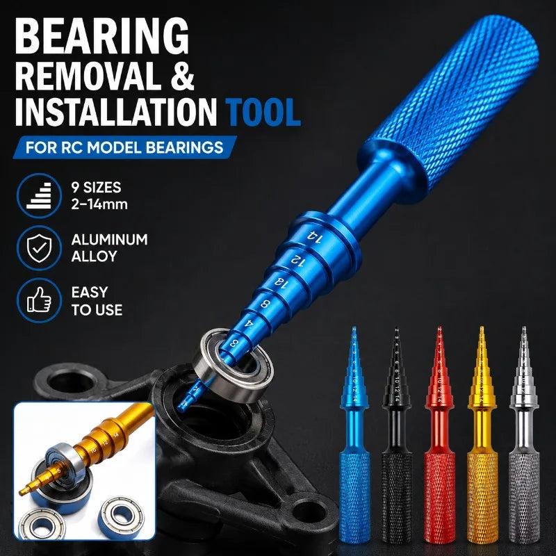 9-in-1 RC Bearing Removal Tool | 2–14mm Aluminum Alloy Bearing Removal Tool QXL