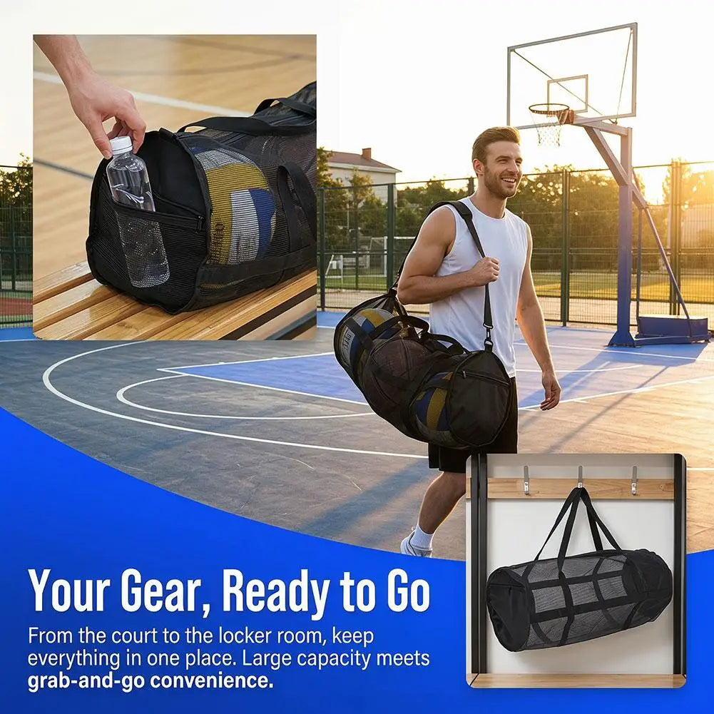 Mesh Sports Ball Bag – Basketball Football Volleyball Storage Sports Ball Bag QXL
