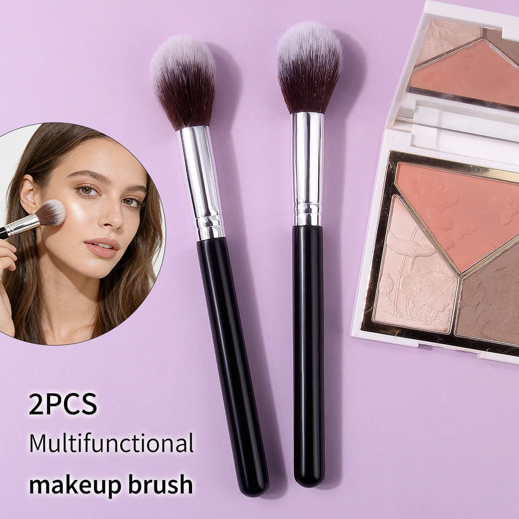 KOSSHOW 2-Pc Blush, Powder & Highlighter Makeup Brush Set Makeup Brush Set QXL black