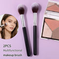KOSSHOW 2-Pack Blush, Powder & Highlighter Makeup Brush Set Makeup Brush Set QXL black