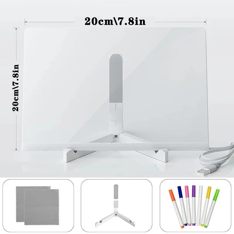 LED Acrylic Drawing Board for Kids | Light-Up Doodle Toy LED Drawing Board QXL 20cm