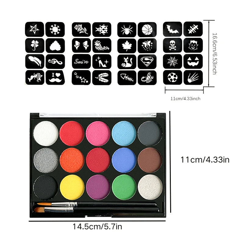 15-Color Face & Body Paint Set | Halloween & Party Makeup Face & Body Paint QXL