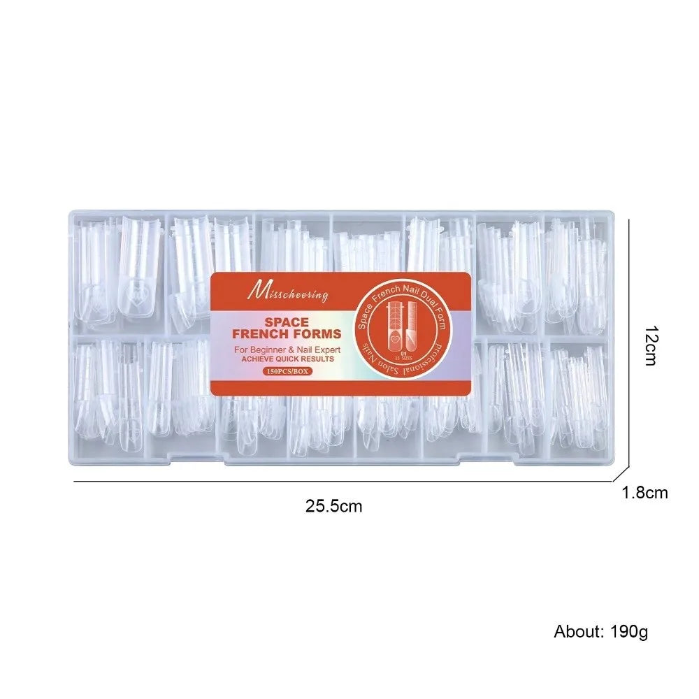 150-Pc Ultra Short Space Nail Dual Forms | 15 Sizes French Tips Nail Dual Forms QXL