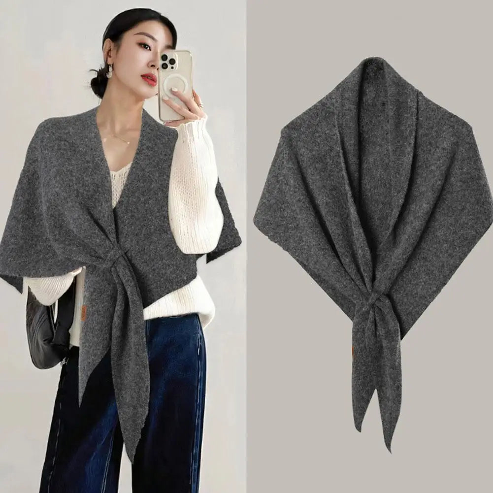 Women's Wool Blend Triangular Shawl | Large Winter Wrap Wrap Shawl Scarf QXL