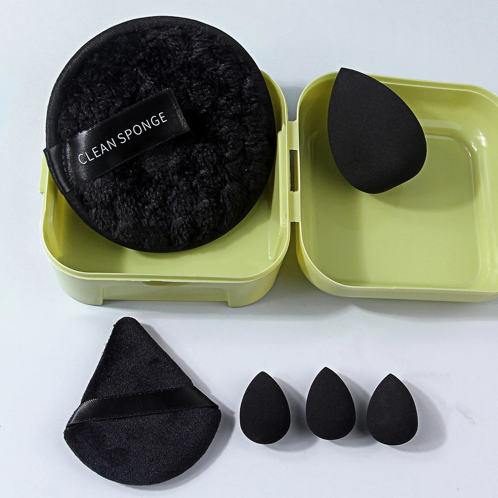 KOSSHOW 6-Pc Black Makeup Sponge Set & Storage Box Makeup Sponge Set QXL