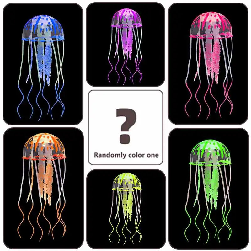 Glowing Silicone Jellyfish Fish Tank Ornament | Aquarium Decor Aquarium Ornament QXL