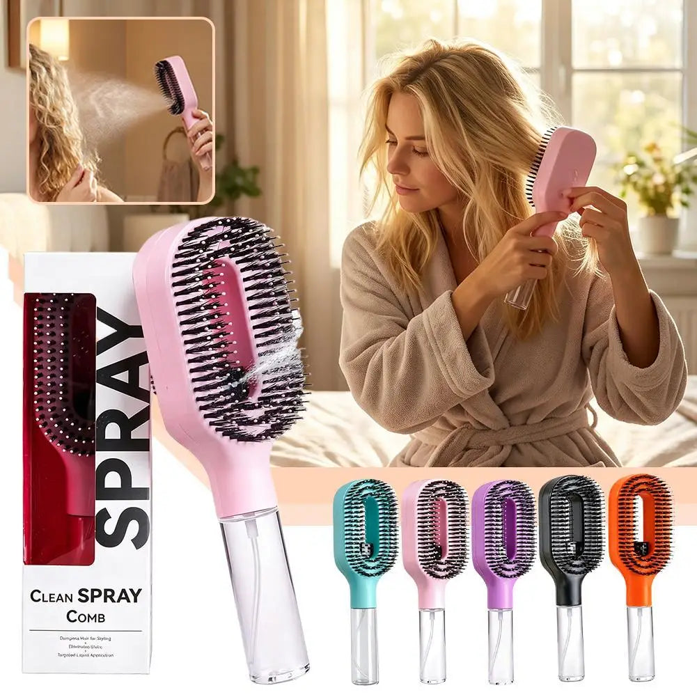 Refillable Spray Detangling Hair Comb | Anti-Static Mist Brush Spray Detangling Comb QXL