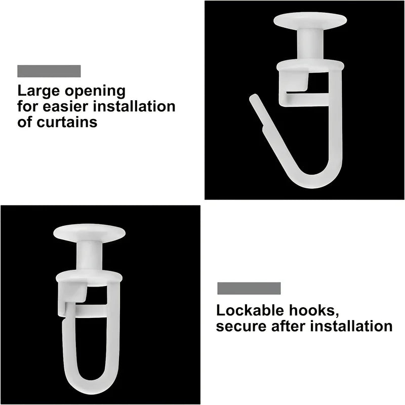 Curtain Track Rollers with Lockable Hooks | Easy Glide Hangers Curtain Track Rollers QXL