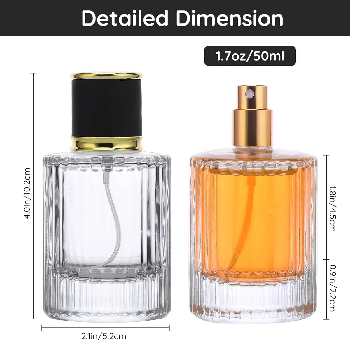 2-Pack 50ml Glass Refillable Perfume Atomizer Spray Bottles Perfume Atomizer Bottle QXL