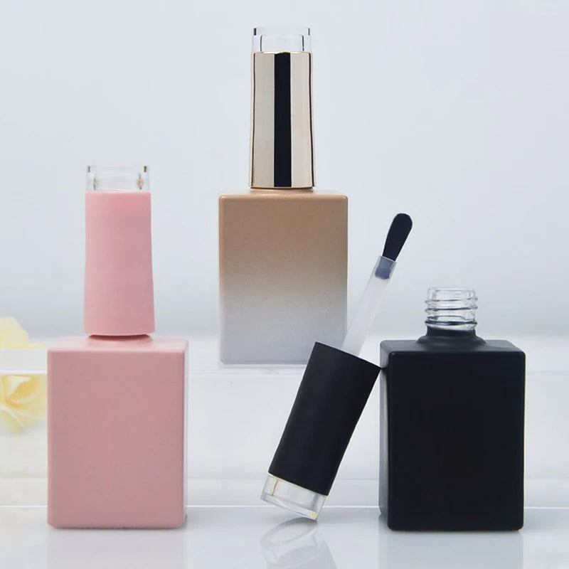 15ml Glass Nail Polish Bottle with Brush – Empty Cosmetic Jar Nail Polish Bottle QXL