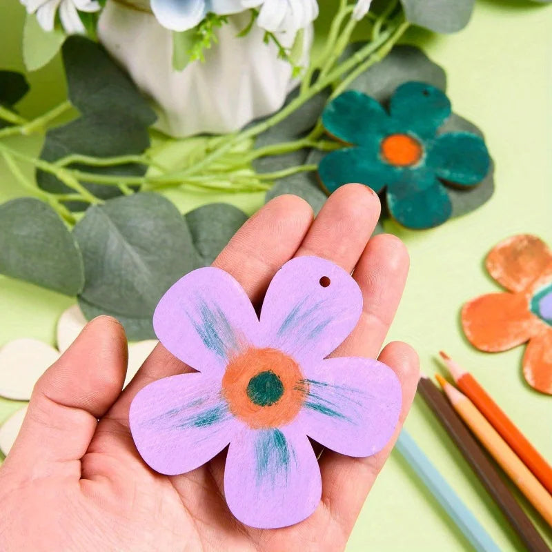 Wooden Flower Shape Set – DIY Crafts, Painting & Decor Wood Craft Cutouts QXL