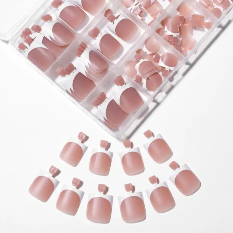 150-Pc Square Matte False Toe Nail Tips | Full Coverage False Toenail Tips QXL