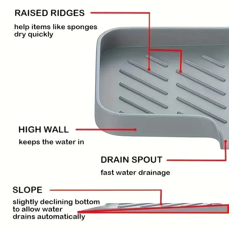 Silicone Sink Mat | Faucet Splash Pad & Soap Drain Tray Silicone Sink Mat QXL