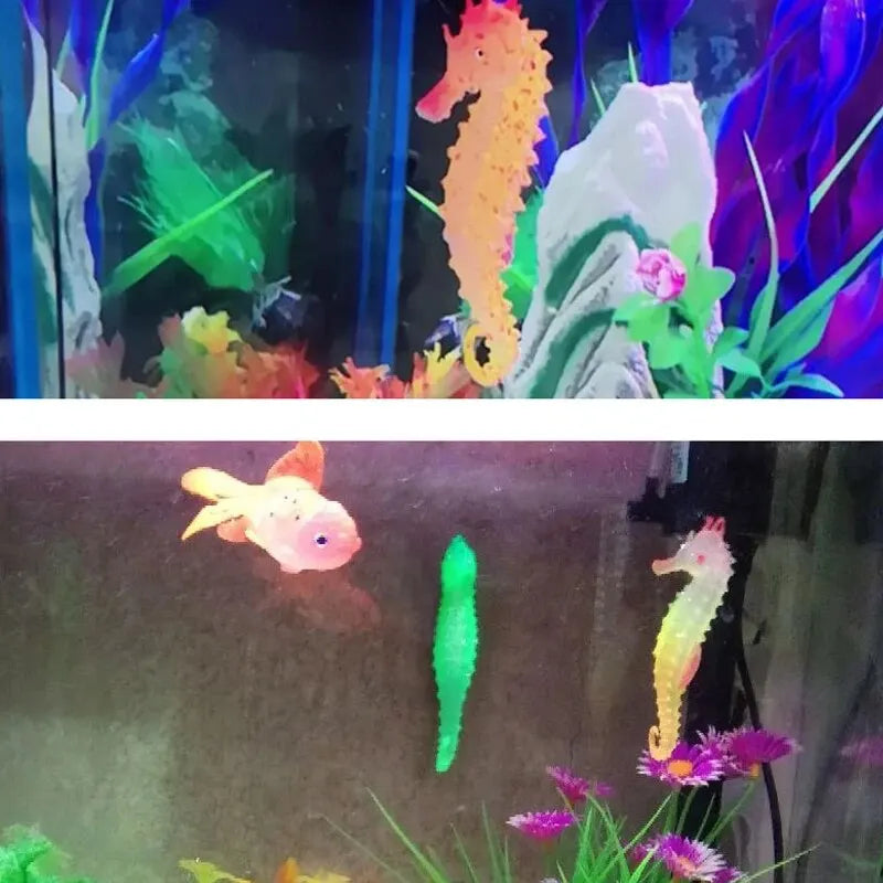 Glow in the Dark Silicone Seahorse Aquarium Decoration Aquarium Ornament QXL