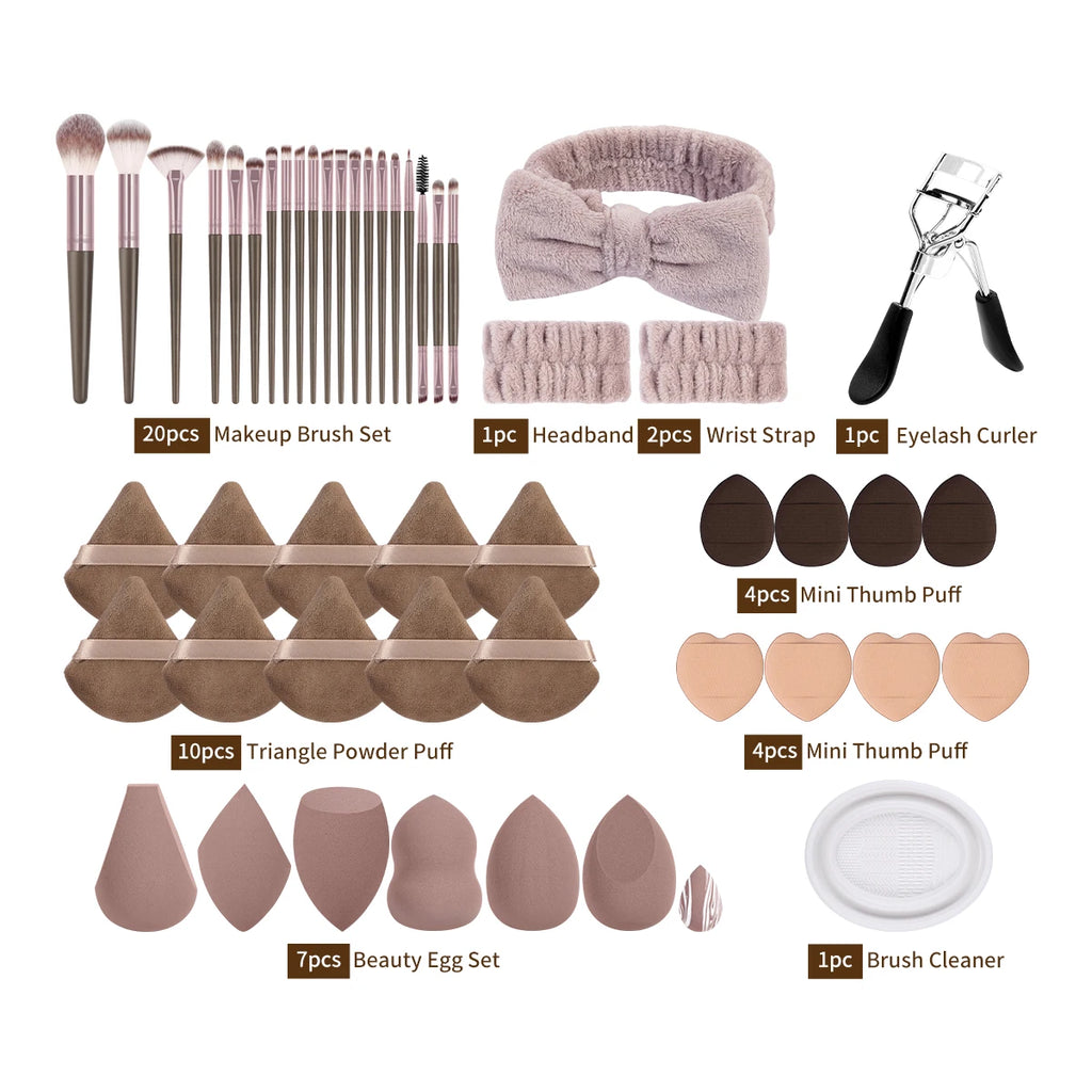 MAANGE 50-Pc Makeup Kit | Brushes, Puffs & Accessories Set Makeup Brush Kit QXL