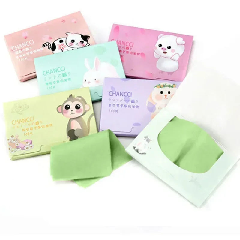 100-Pack Face Oil Blotting Papers | Portable Mattifying Sheets Face Blotting Sheets QXL