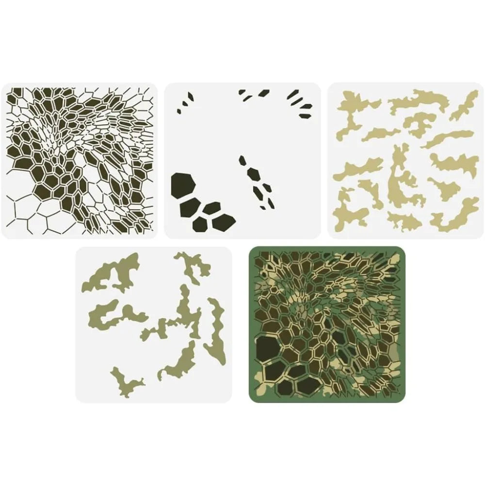 4-Piece Hexagonal Camo Layered Painting Stencils | 11.8" Craft Painting Stencil QXL